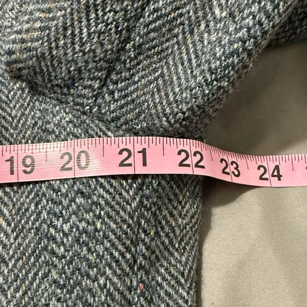John Weitz Harris Tweed Blue Gray Herringbone Wool Sport Coat Mens 44R
